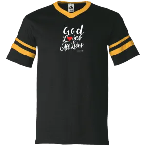 God Loves All Lives Men’s V Neck Sleeve Stripe Jersey
