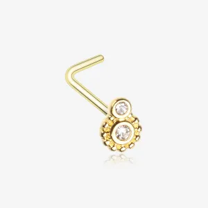 Golden Steampunk Sparkle Gear L-Shaped Nose Ring