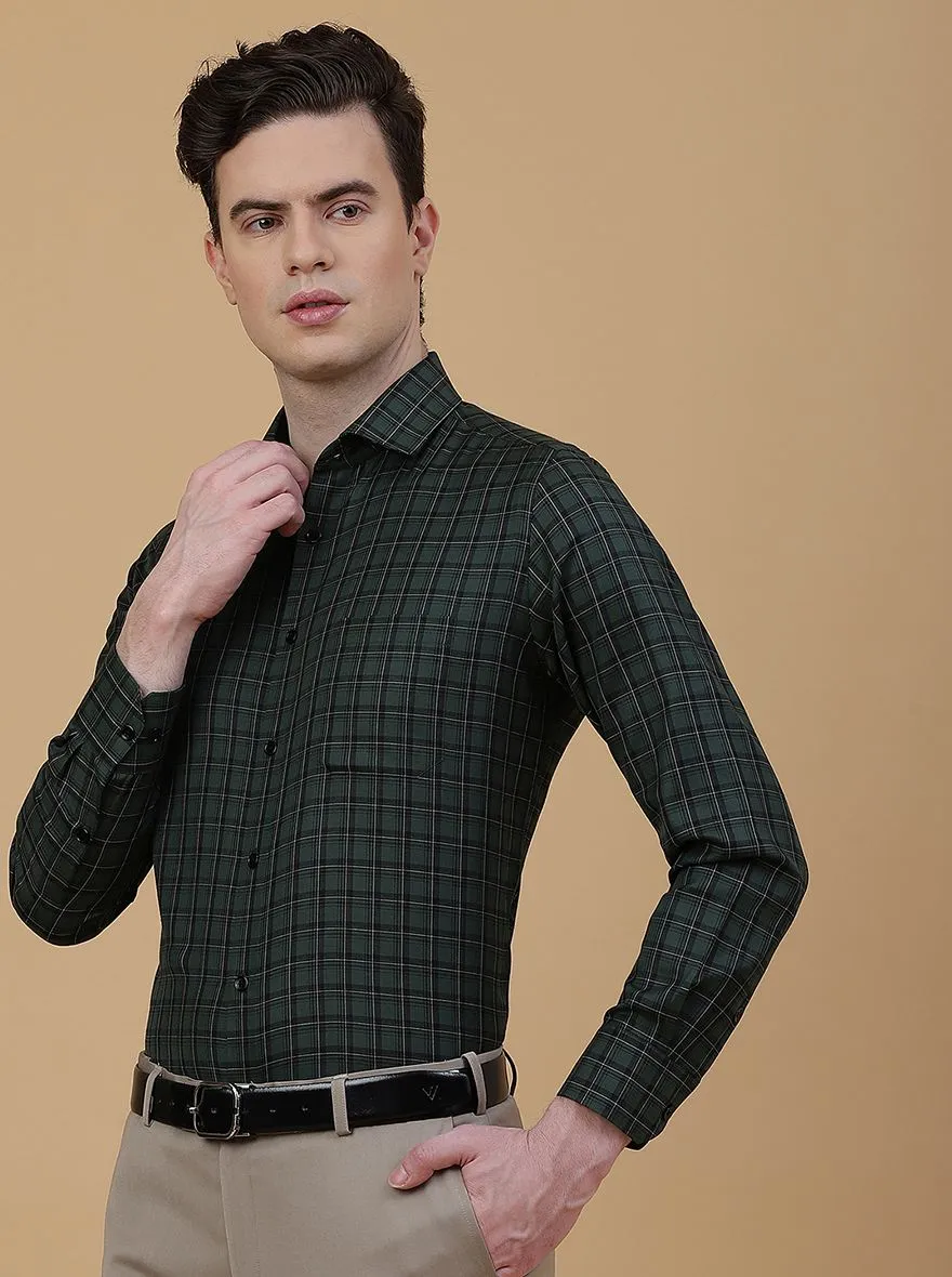 Green Checked Slim Fit Formal Shirt | Greenfibre