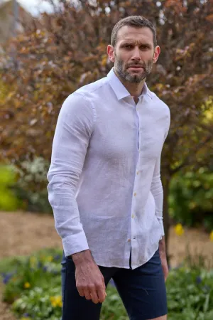 Gun Hill Mens Astley Linen Shirt - White