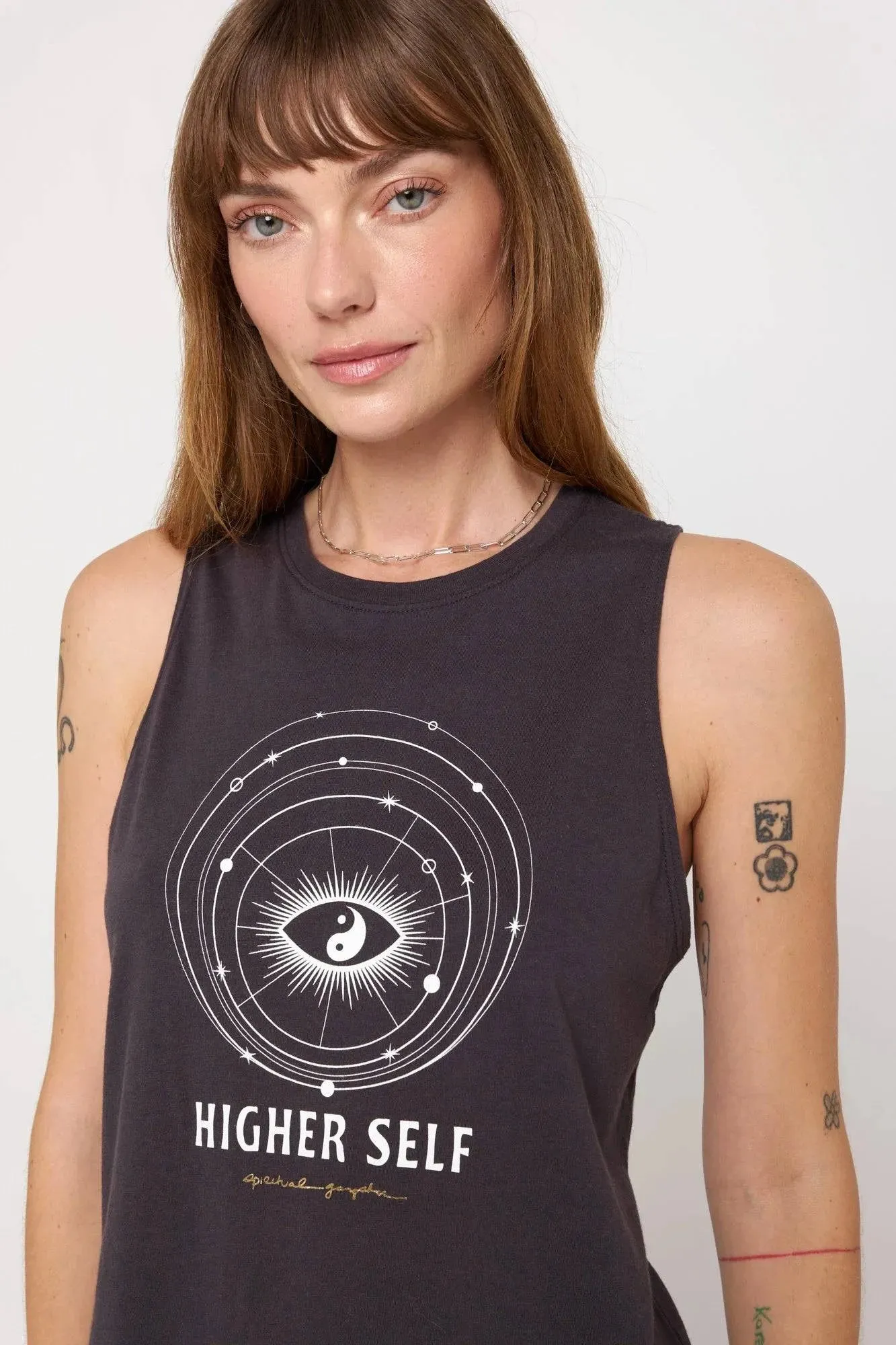 Higher Self Jade Muscle Tank by Spiritual Gangster | Vintage Black