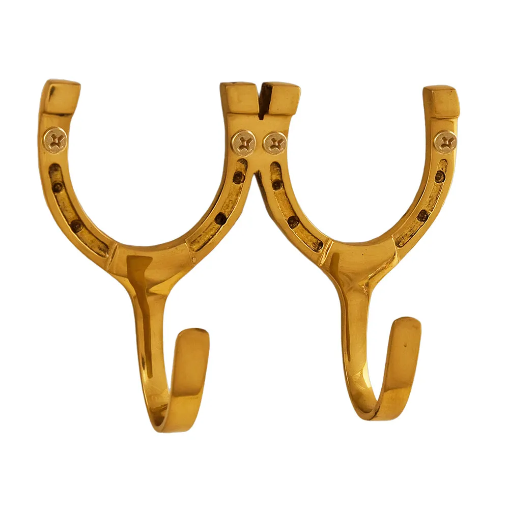 Horseshoe Hook Double - Brass