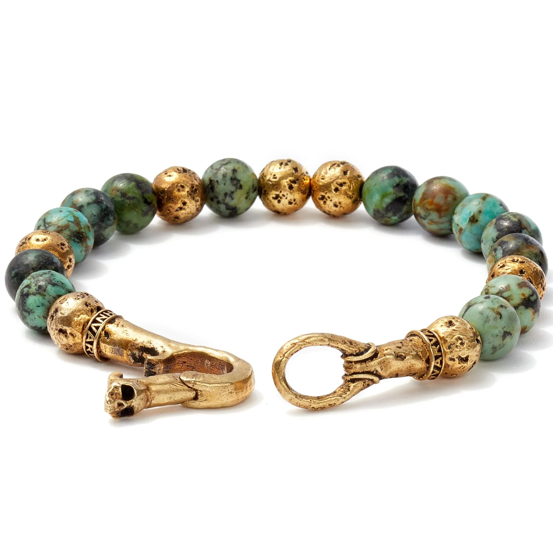 John Varvatos 8mm Brass Distressed Balls Bracelet, Blue/Green