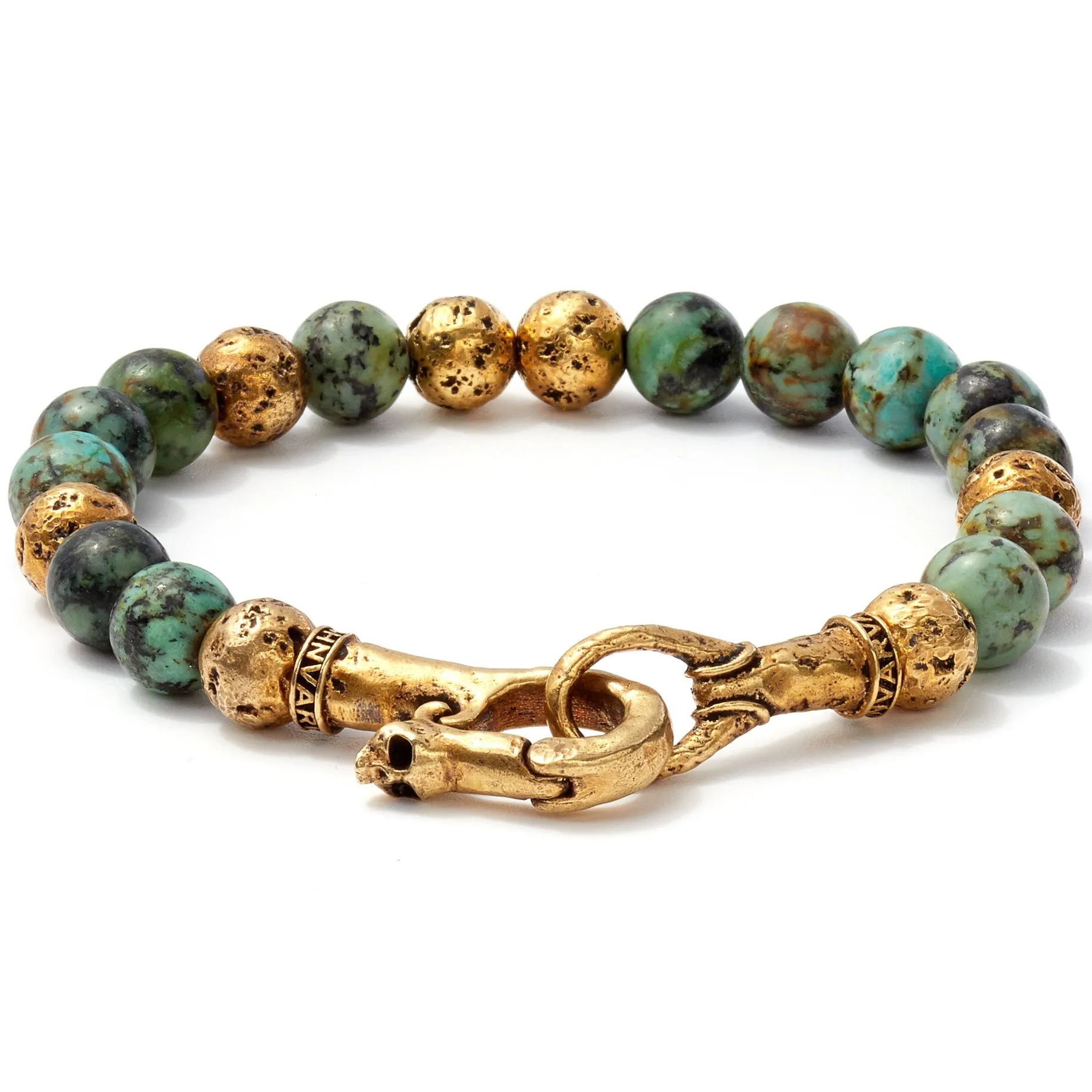 John Varvatos 8mm Brass Distressed Balls Bracelet, Blue/Green