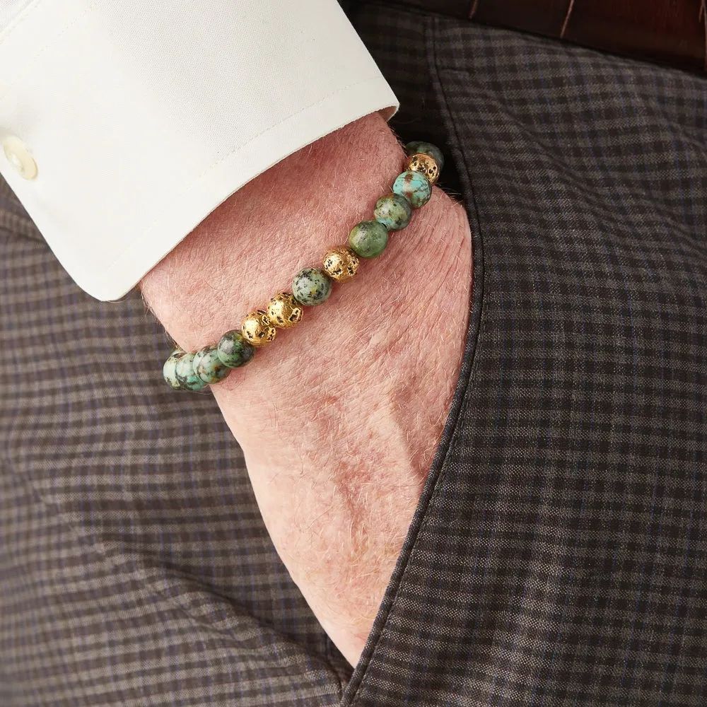 John Varvatos 8mm Brass Distressed Balls Bracelet, Blue/Green