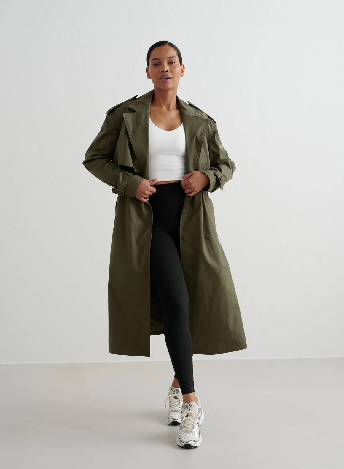 Khaki Recycled Tech Trench Coat