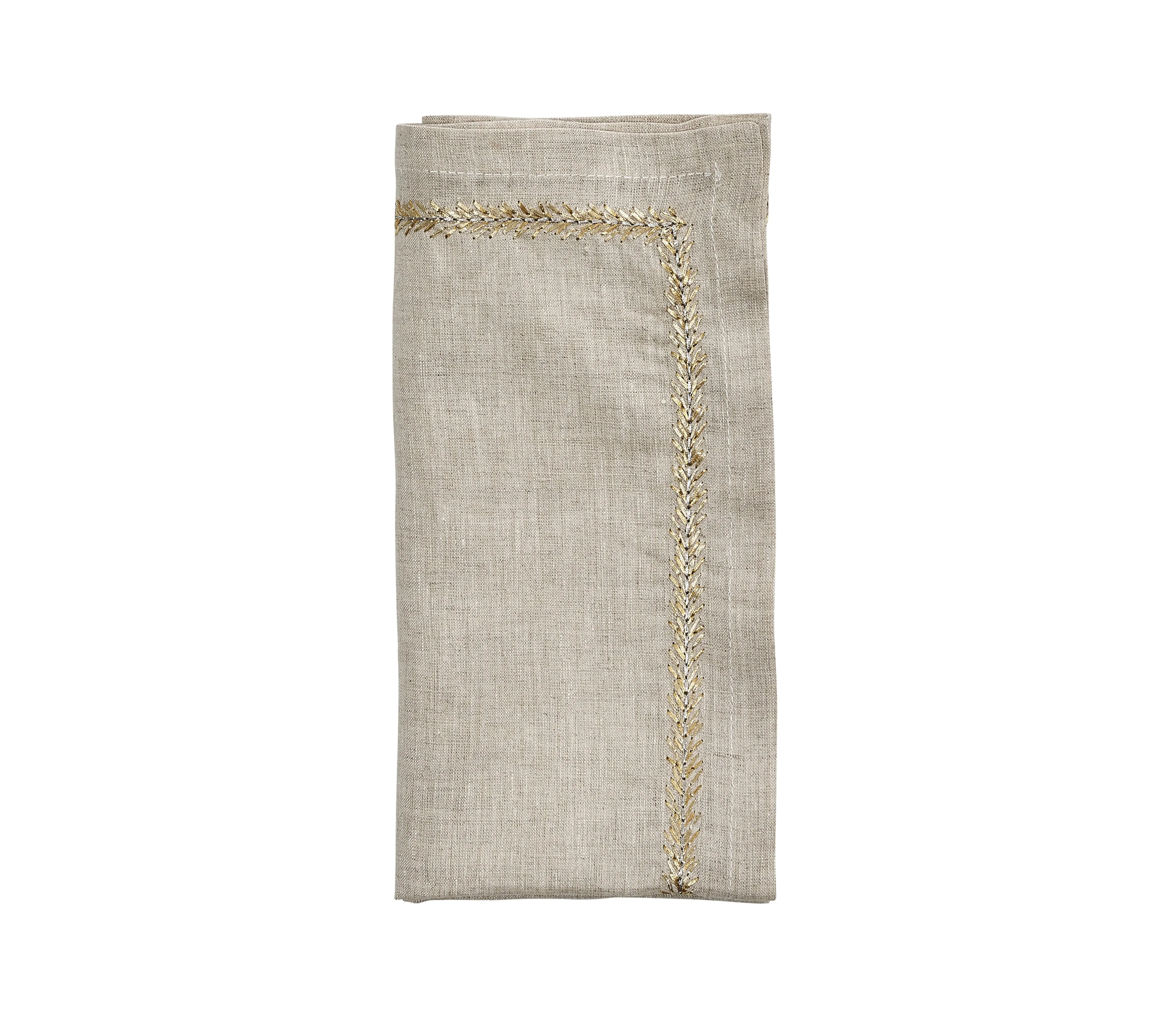 Kim Seybert Napkin Jardin Natural, Gold and Silver