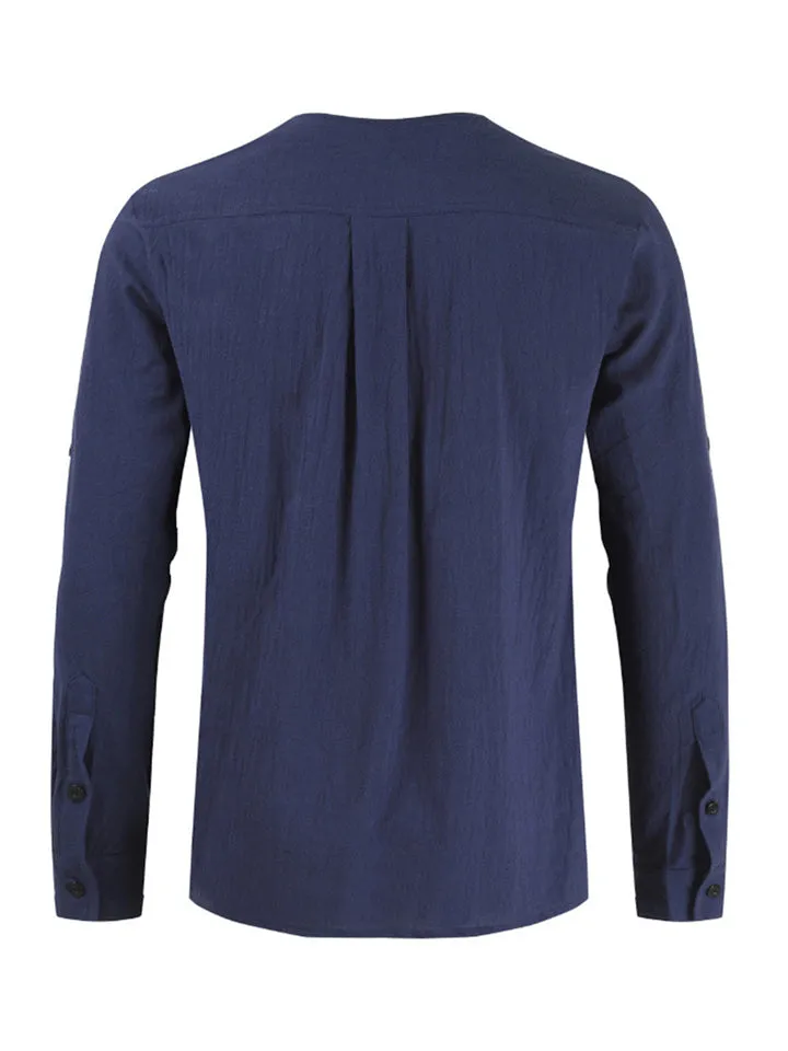 Lace Up Black Long Sleeve Shirt Mens