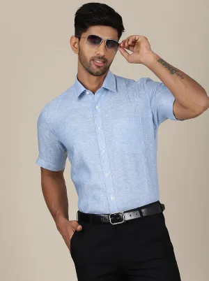Light Blue Solid Regular Fit Formal Shirt | JadeBlue