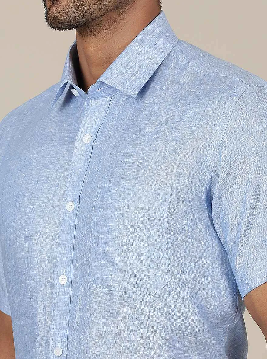Light Blue Solid Regular Fit Formal Shirt | JadeBlue