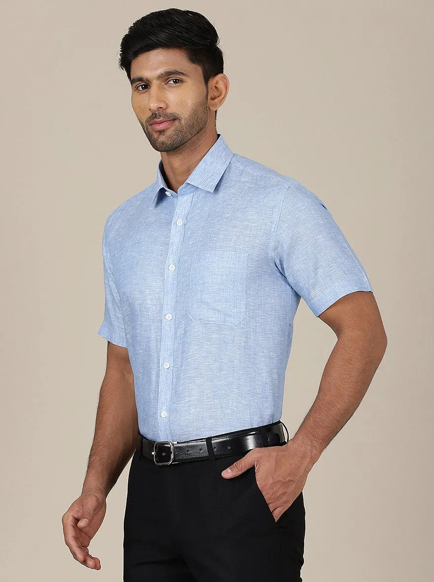 Light Blue Solid Regular Fit Formal Shirt | JadeBlue