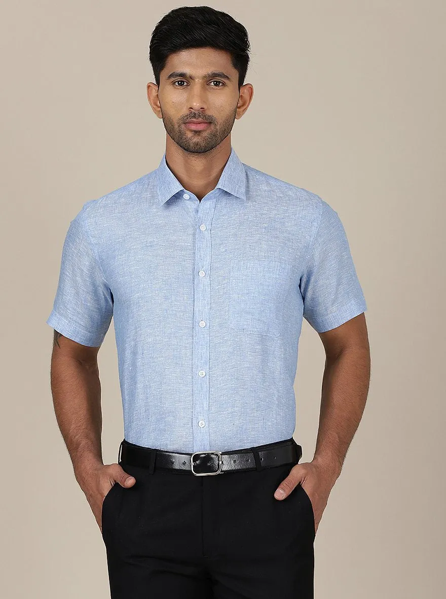 Light Blue Solid Regular Fit Formal Shirt | JadeBlue