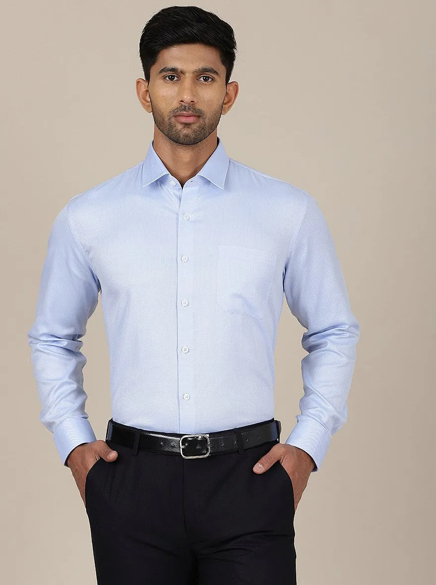Light Blue Solid Slim Fit Formal Shirt | JadeBlue