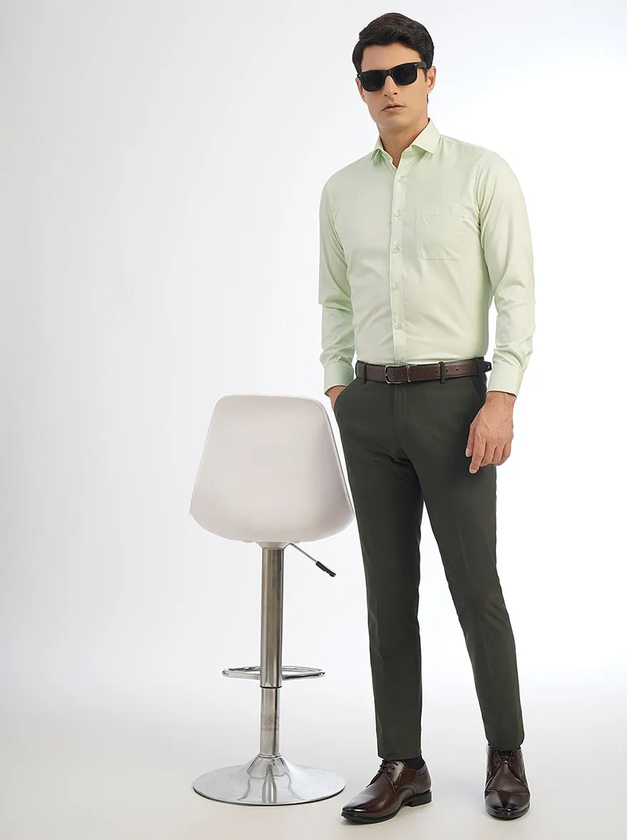 Light Green Solid Slim Fit Formal Shirt | Greenfibre