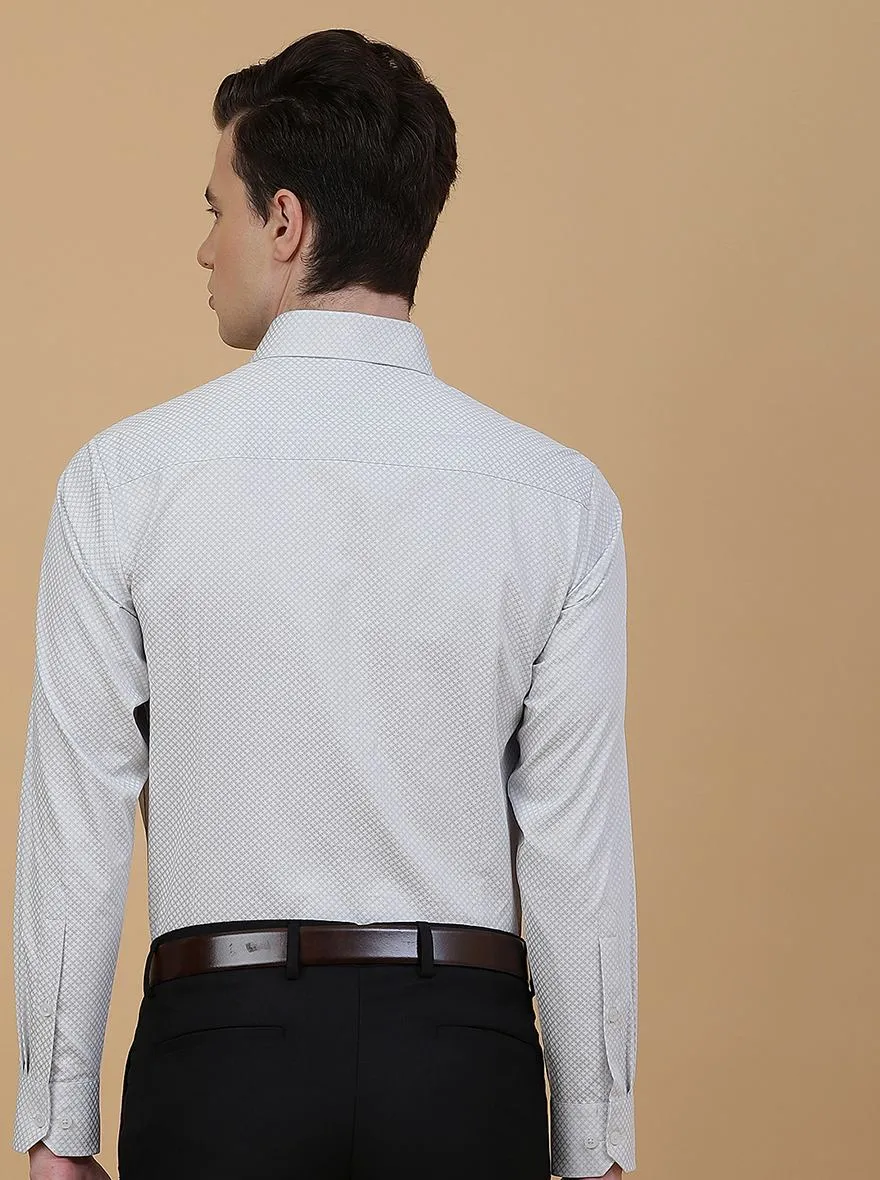 Light Grey Printed Slim Fit Formal Shirt | Greenfibre