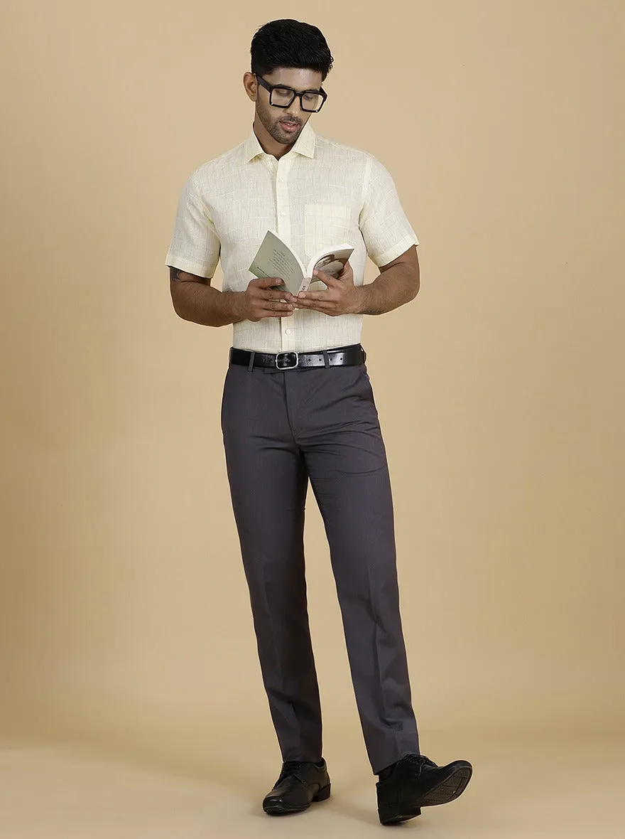 Light Yellow Checked Regular Fit Formal Shirt | JadeBlue