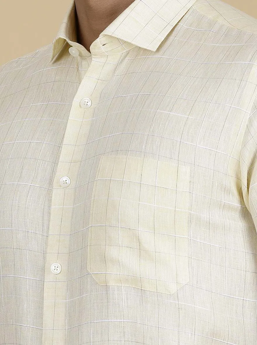 Light Yellow Checked Regular Fit Formal Shirt | JadeBlue