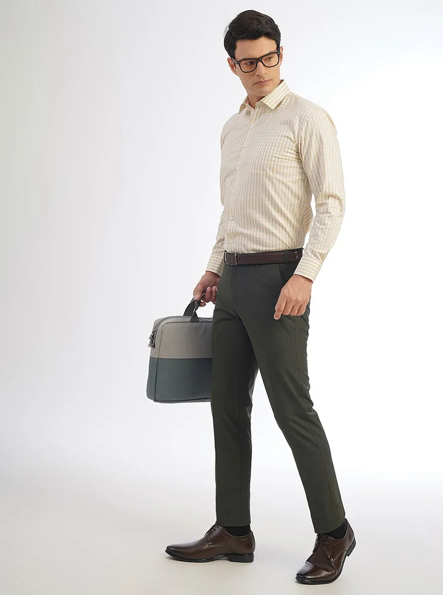 Light Yellow Checked Regular Fit Formal Shirt | JadeBlue