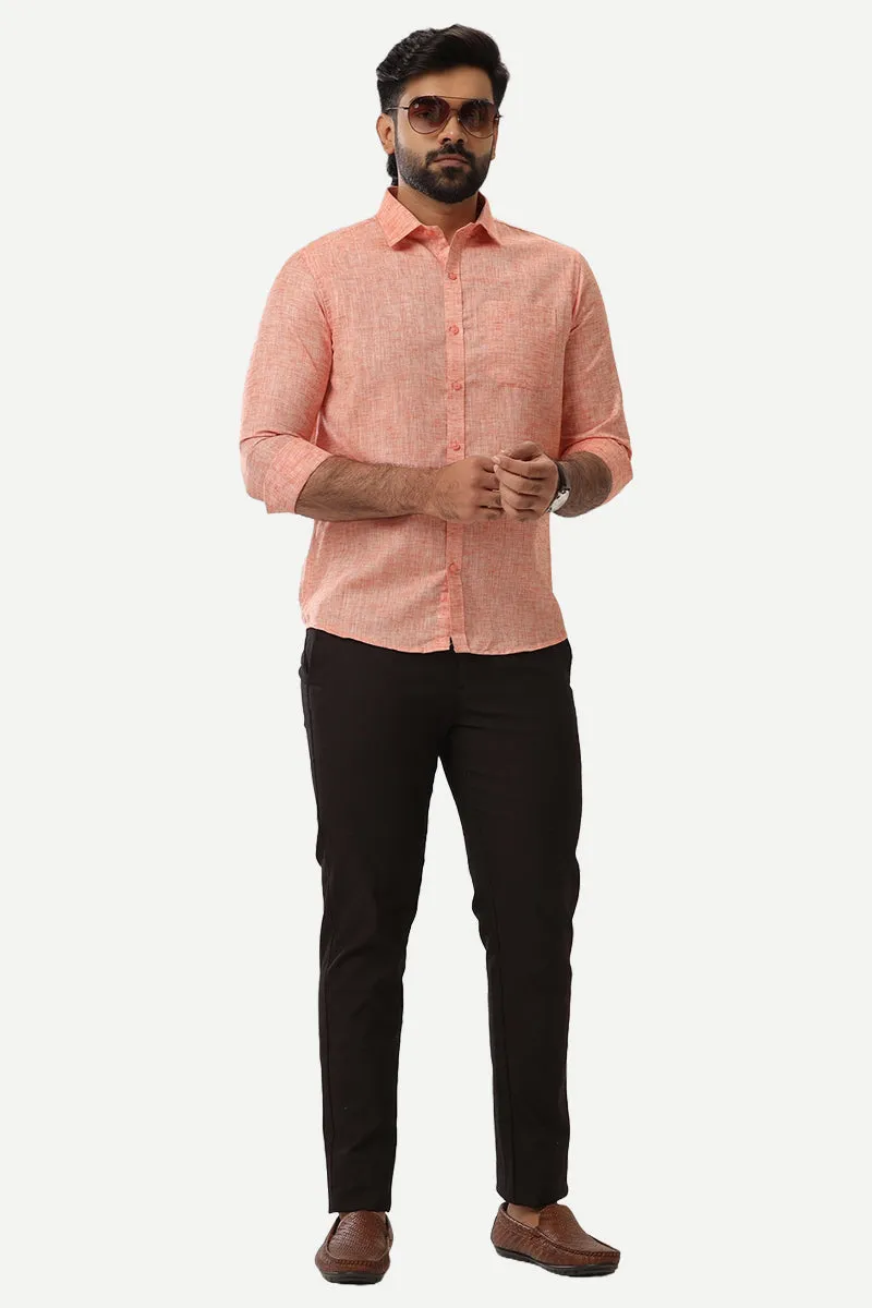 Linen Feel - Orange Formal Shirts For Men | Ariser