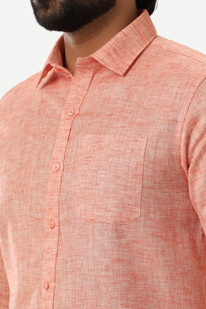Linen Feel - Orange Formal Shirts For Men | Ariser