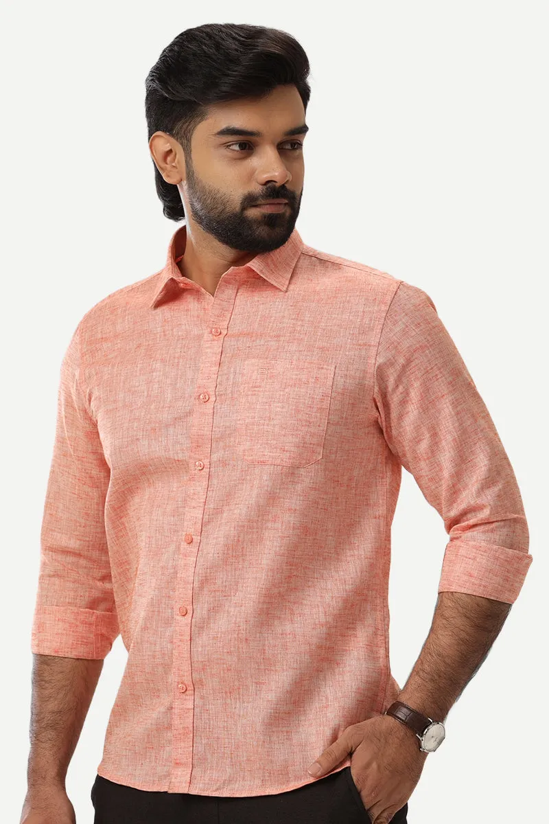 Linen Feel - Orange Formal Shirts For Men | Ariser