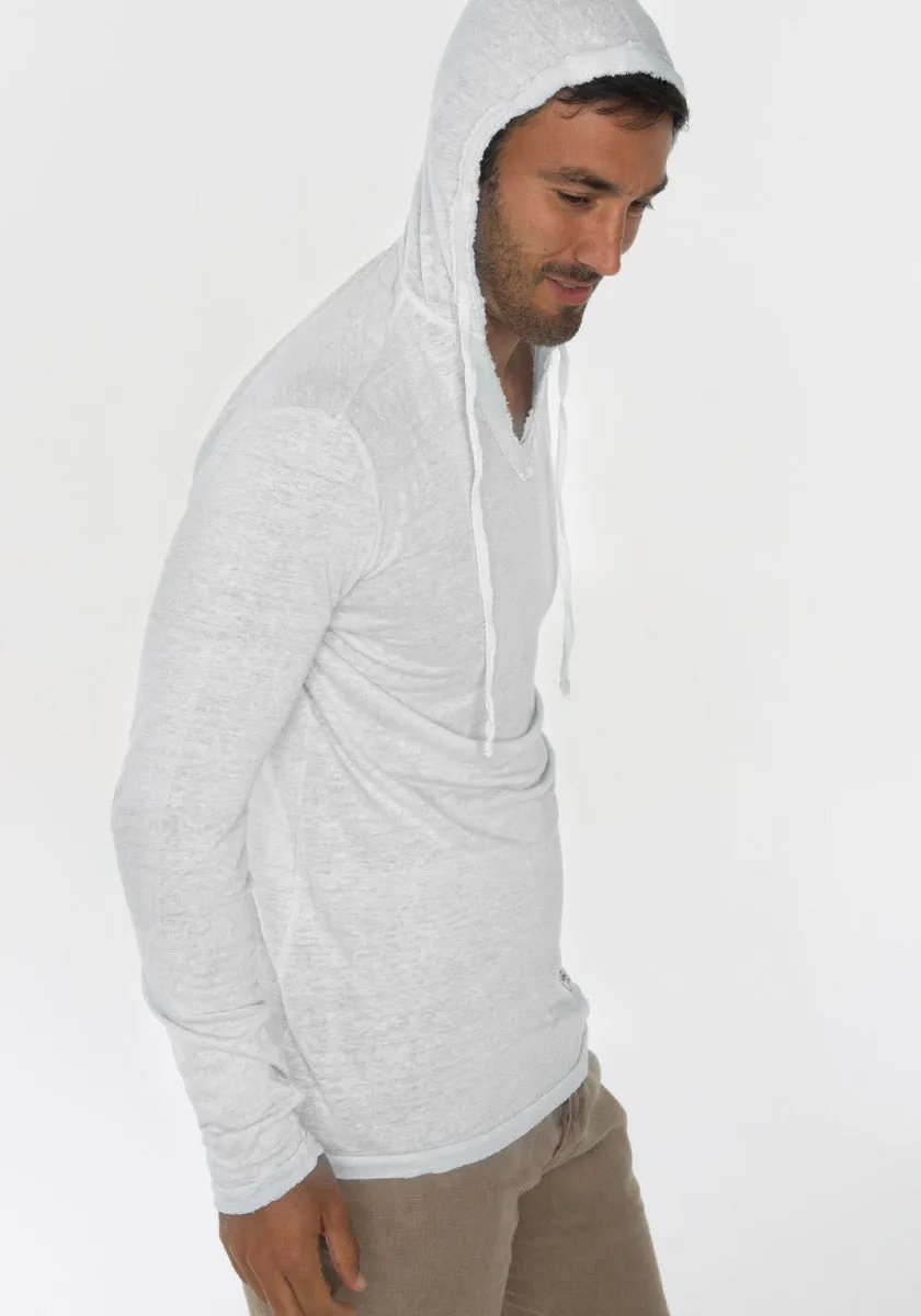 Long Sleeve Fitted Jersey Linen Hoodie