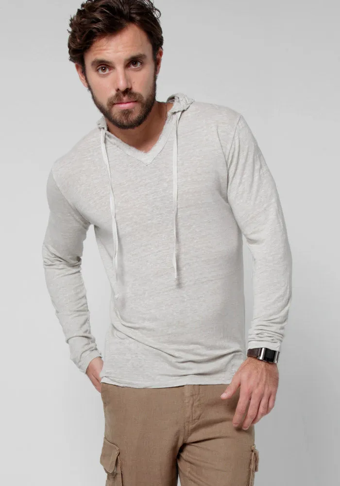 Long Sleeve Fitted Jersey Linen Hoodie
