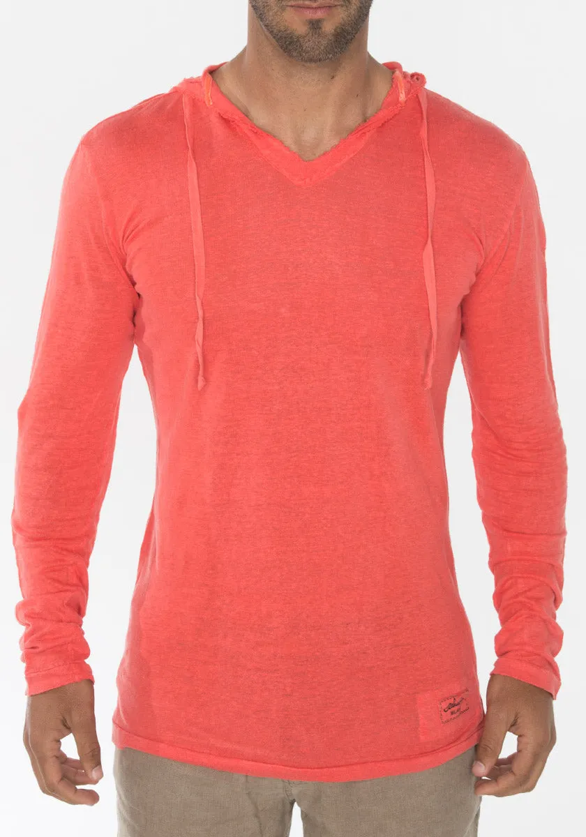 Long Sleeve Fitted Jersey Linen Hoodie