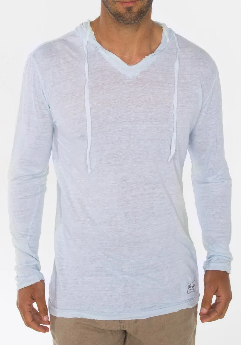 Long Sleeve Fitted Jersey Linen Hoodie