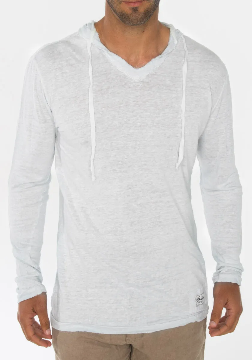 Long Sleeve Fitted Jersey Linen Hoodie