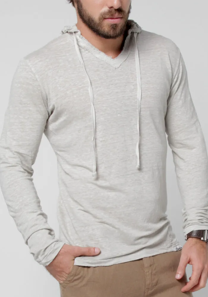 Long Sleeve Fitted Jersey Linen Hoodie