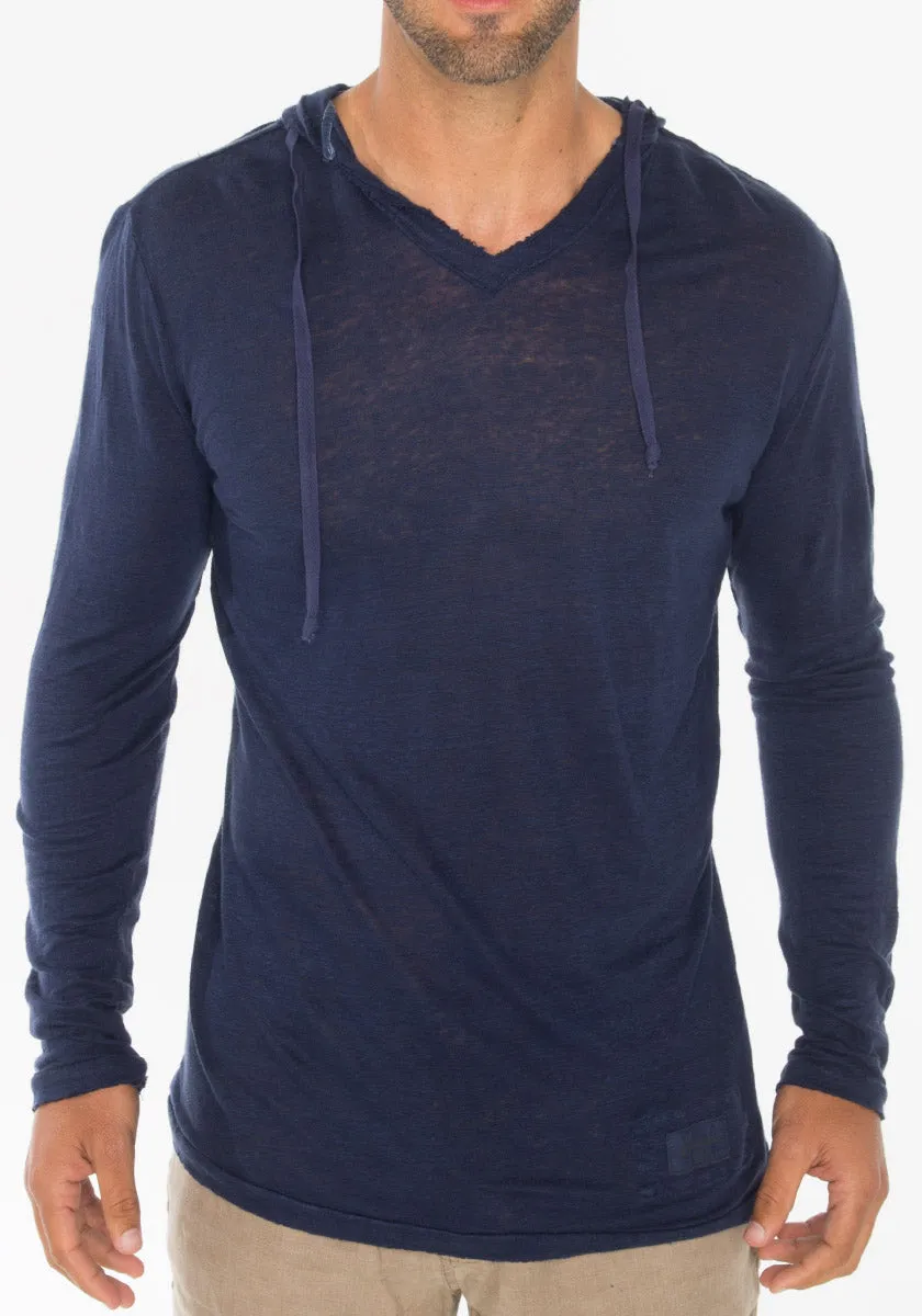 Long Sleeve Fitted Jersey Linen Hoodie