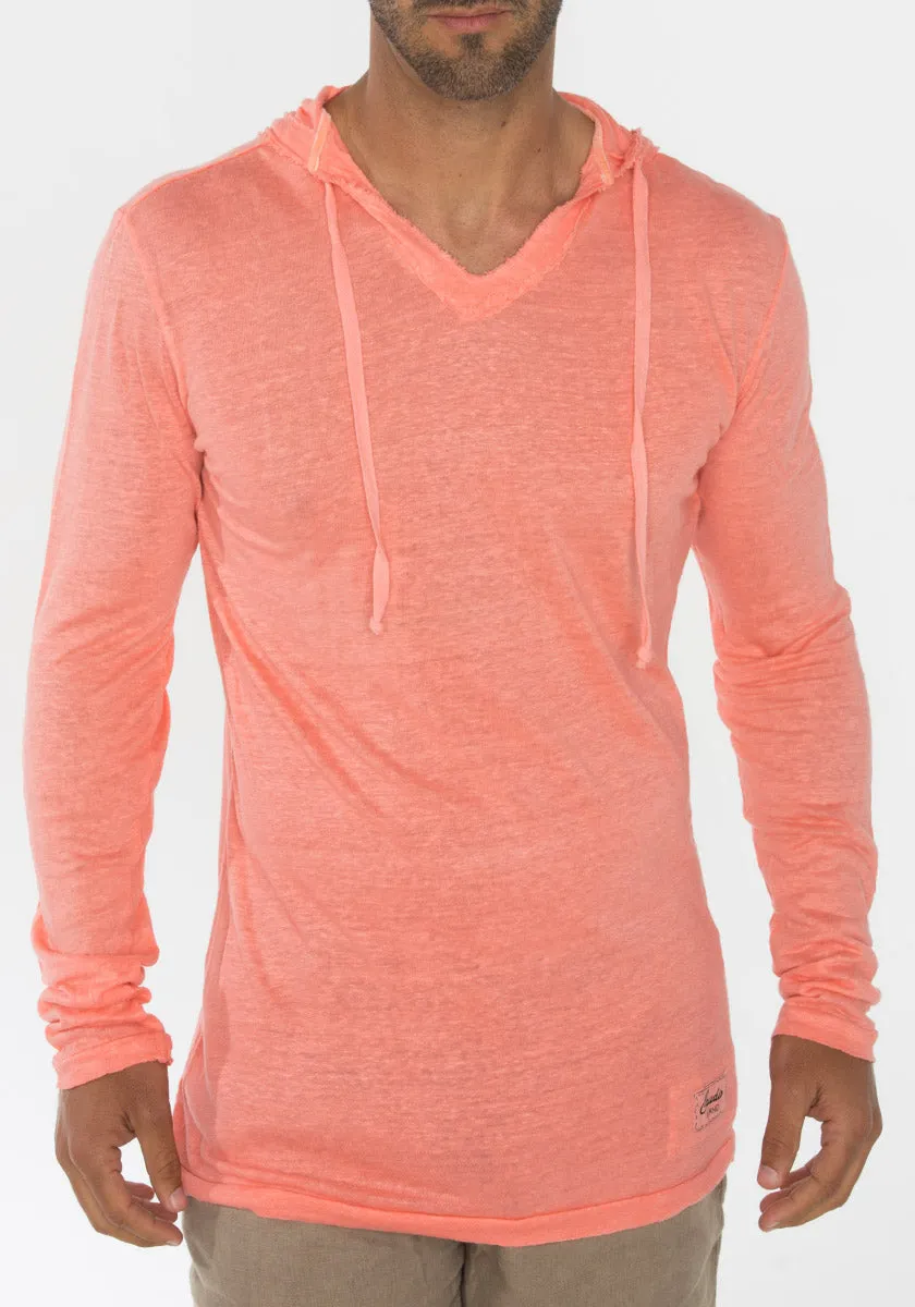 Long Sleeve Fitted Jersey Linen Hoodie
