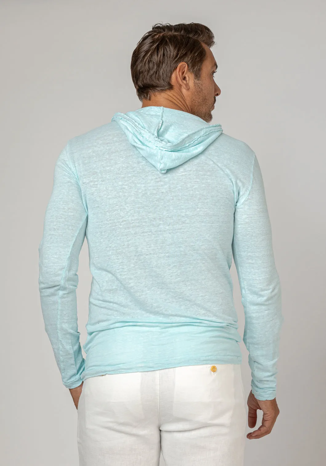 Long Sleeve Fitted Jersey Linen Hoodie