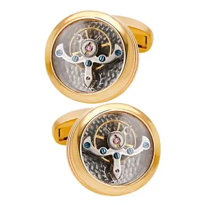 Luxury Tourbillon Watch Movement Cufflinks for Steampunk Men