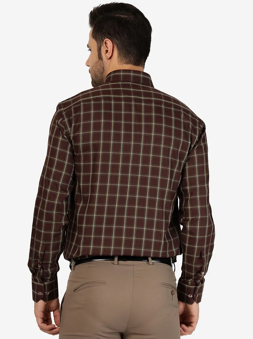 Maroon Checked Regular Fit Formal Shirt | JadeBlue