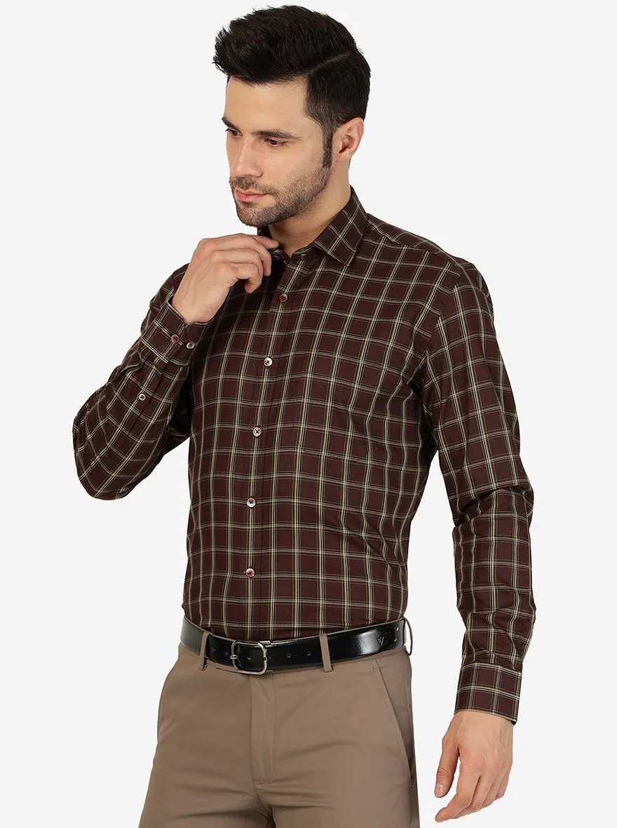 Maroon Checked Regular Fit Formal Shirt | JadeBlue