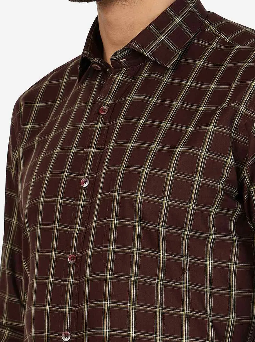 Maroon Checked Regular Fit Formal Shirt | JadeBlue