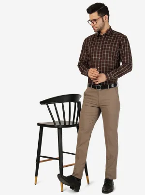 Maroon Checked Regular Fit Formal Shirt | JadeBlue