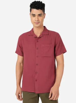 Maroon Solid Slim Fit Casual Shirt | JadeBlue