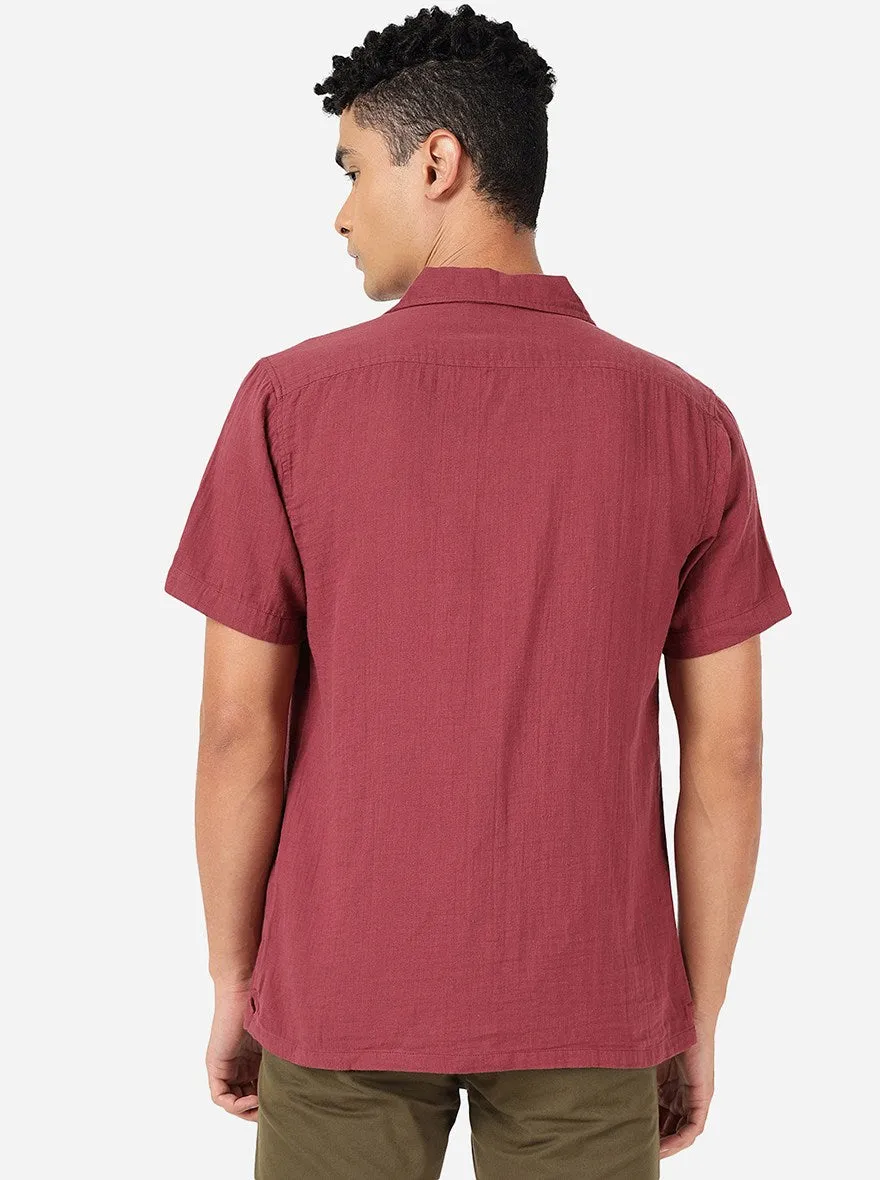 Maroon Solid Slim Fit Casual Shirt | JadeBlue