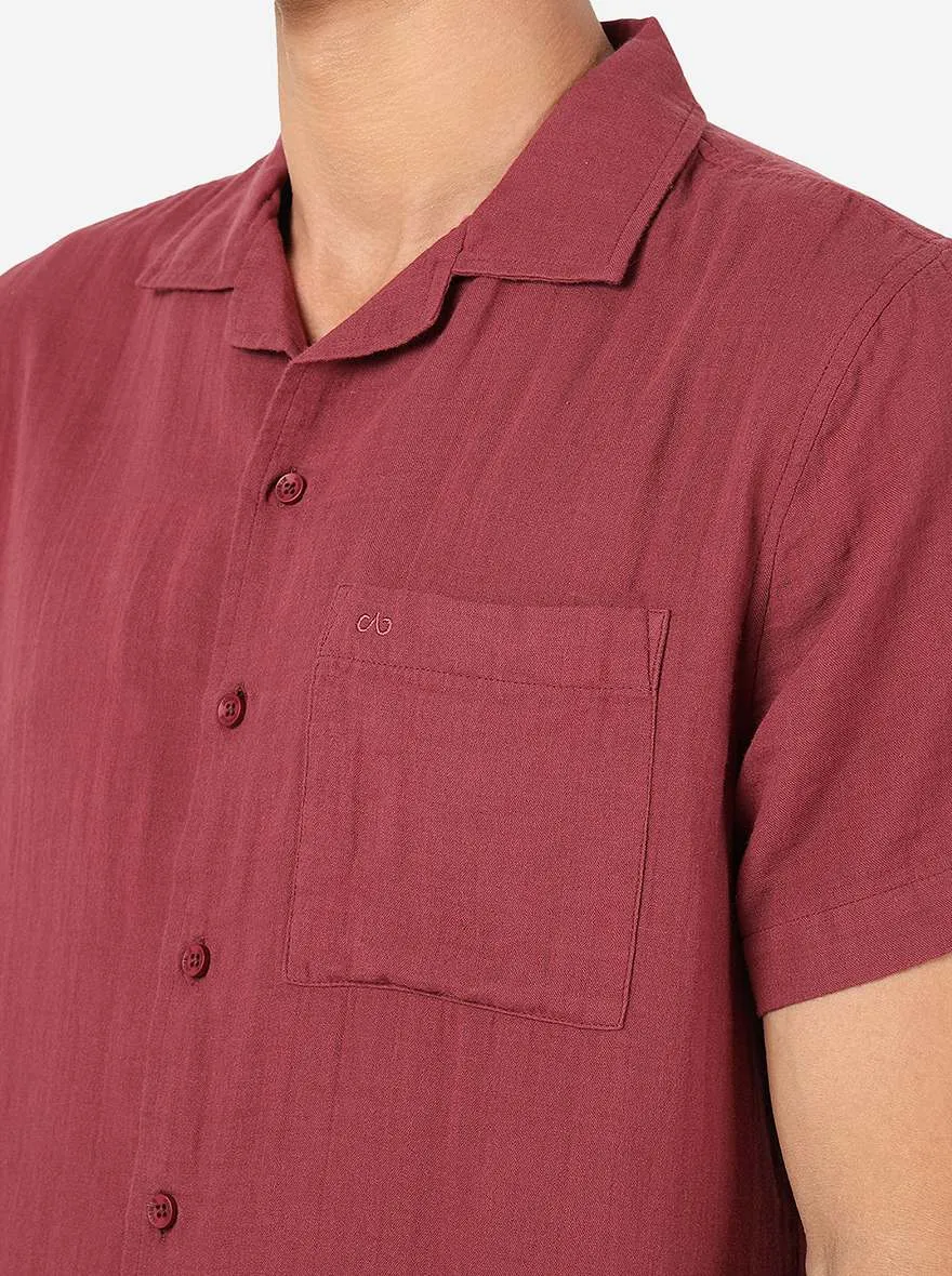 Maroon Solid Slim Fit Casual Shirt | JadeBlue