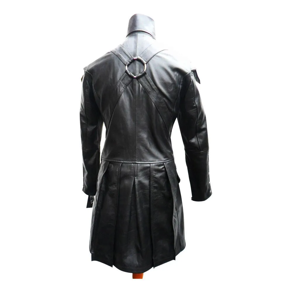 Men Lambskin Gothic Leather Coat Rock Style Goth SteampunkJacket