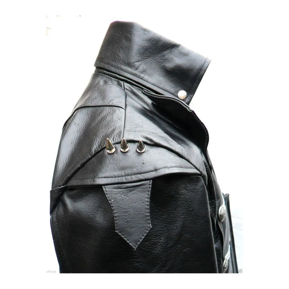 Men Lambskin Gothic Leather Coat Rock Style Goth SteampunkJacket