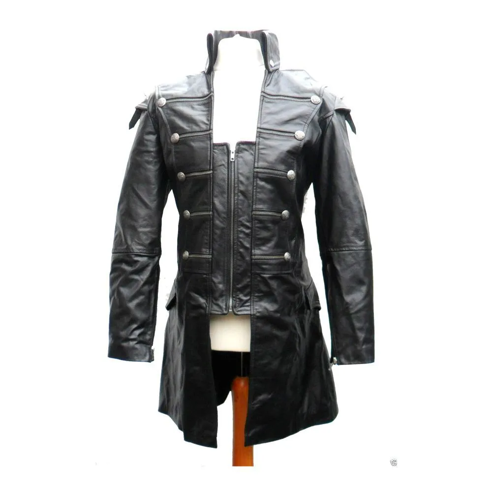Men Lambskin Gothic Leather Coat Rock Style Goth SteampunkJacket