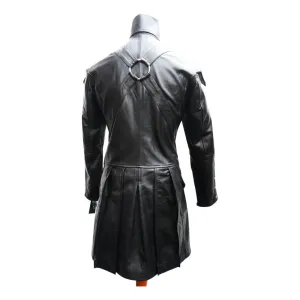 Men Lambskin Gothic Leather Coat Rock Style Goth SteampunkJacket