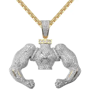 Men's Big Block Flexing  Custom Hiphop Pendant Chain