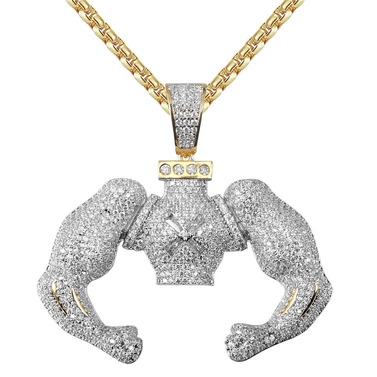 Men's Big Block Flexing  Custom Hiphop Pendant Chain