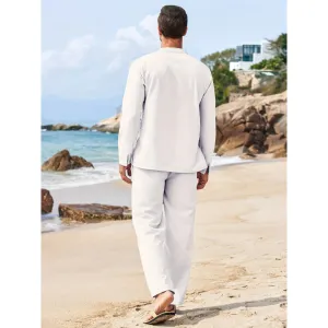 Men's Boho Long Sleeve Shirt & Pants Set | Summer