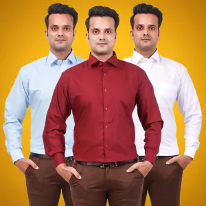 Men's Formal Shirt Blend Cotton Regular Fit Pack of 3